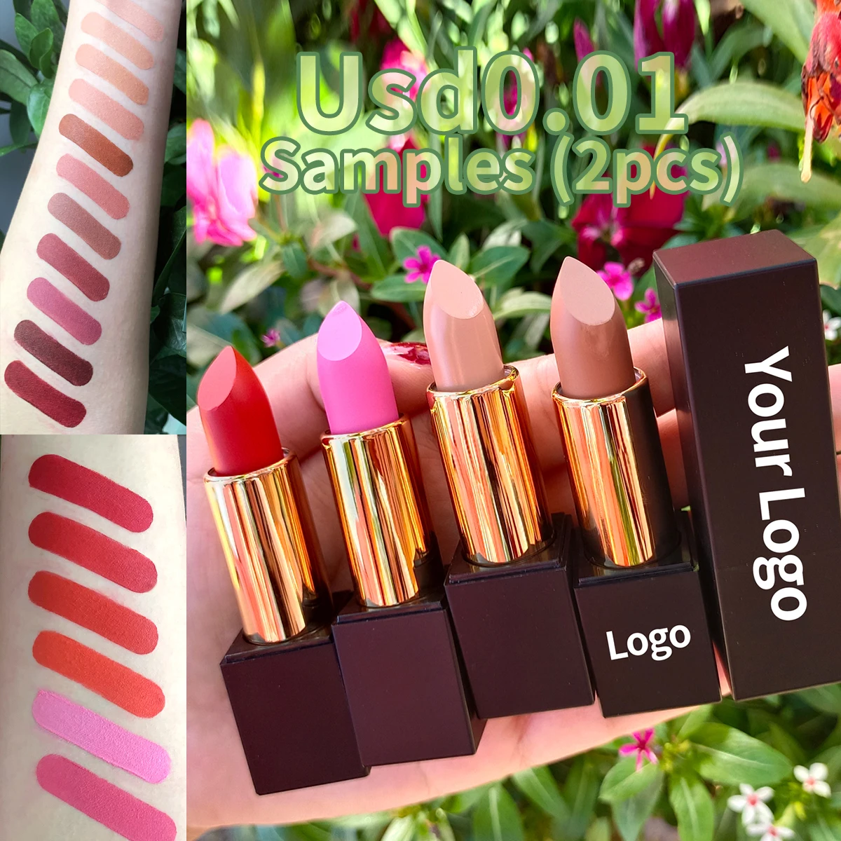 

Private label customized logo vegan lipsticks nude pink solid matte lipstick