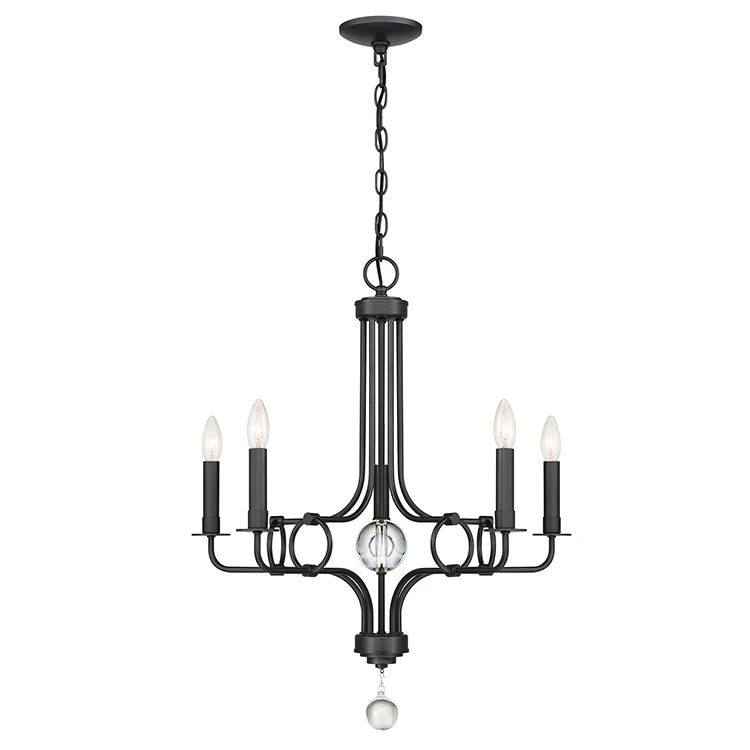 5 Light Hanging Chandelier Ceiling Luxury Style High Quality Crystal Black Finish Hot Selling With Low Price