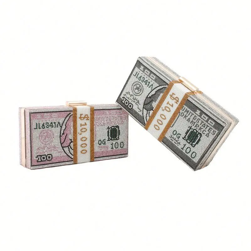 

Luxury Diamond US Dollar Design Women Fashion Sequin Purse Handbag Money Box Clutch Evening Chain Bags
