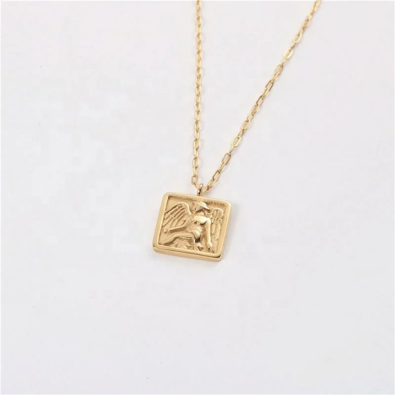 

WATER PROOF Jewelry 18K Gold Plated Angel Pendant Necklace Stainless Steel Jewelry Wholesale