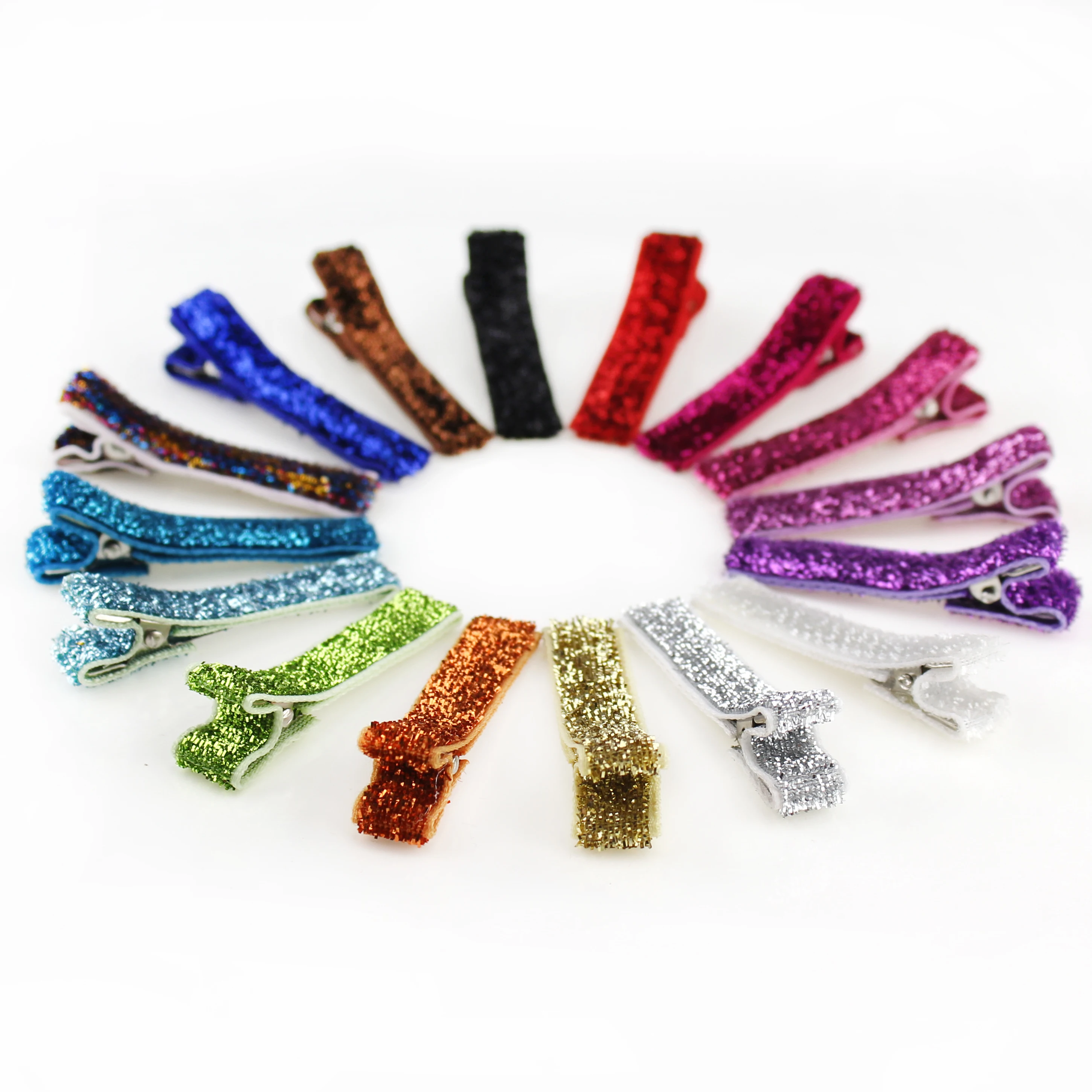 

2019 Hot-sale 45mm Glitter Hair Clips Glitter Ribbon Alligator Clip Lined Clips Girl DIY Hair Accessories For Women, 16 colors