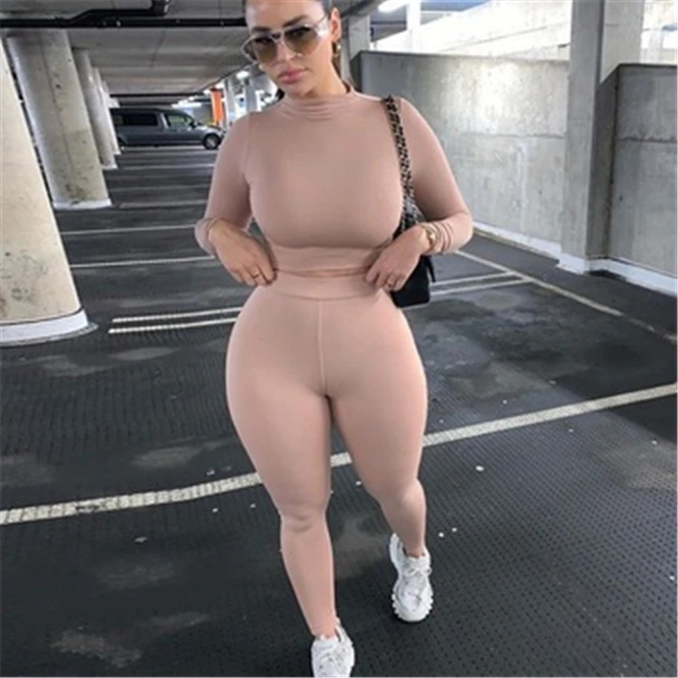 

Fashion Women'S Clothing Women Jogging Suit Set Womens Tracksuit Set 2020 Turtleneck Long Sleeve Sets, Black