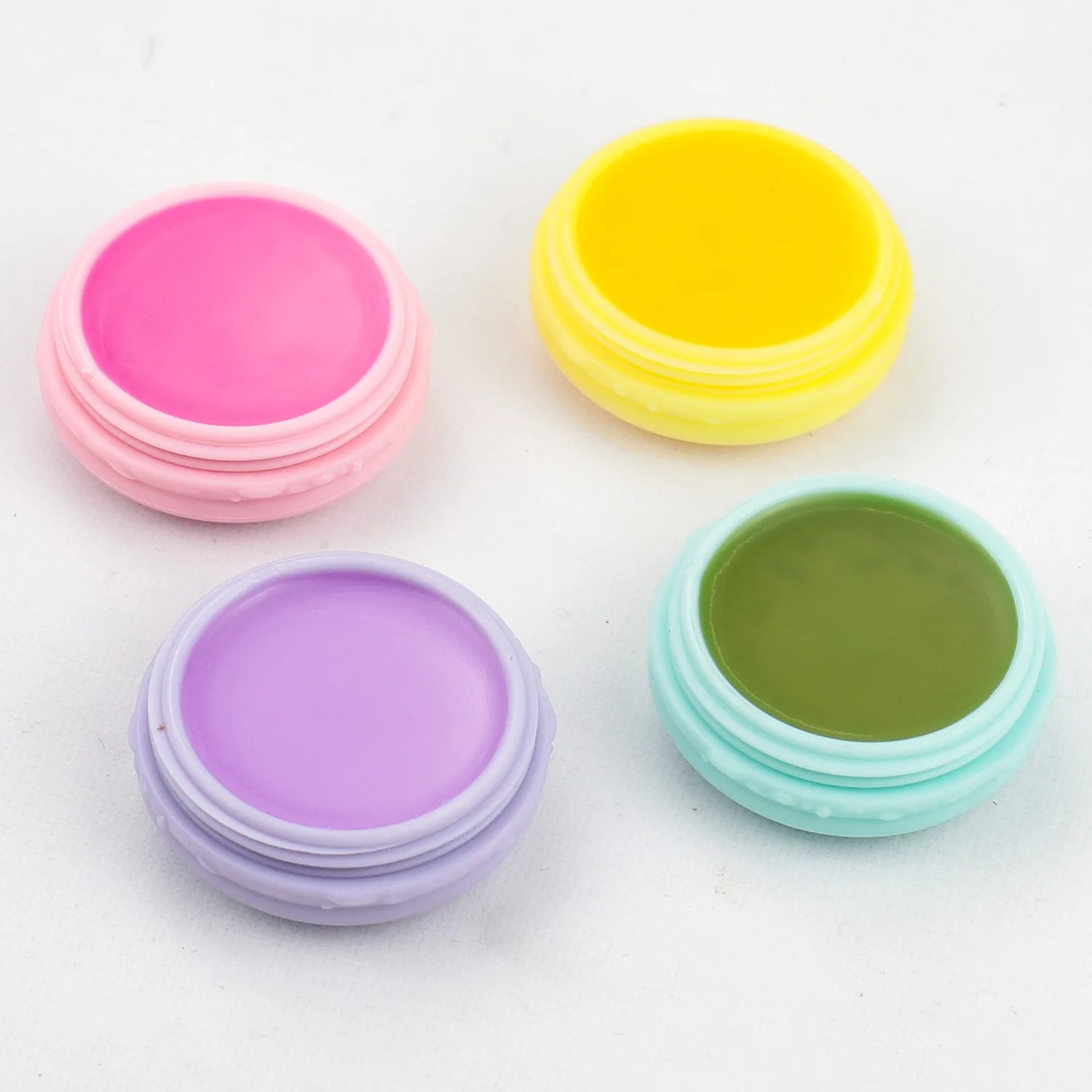 

No Logo 4 Colors Clear Lipgloss Moisturizing Fruit Flavour Kid Organic Lip balm Private Label, Yellow,pink,purple,green