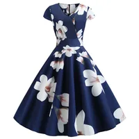 

2019 Short Sleeve V-Neck Casual A-Line Midi Robe Femme Vestidos Plus Size Hot Sexy Night Islamic Evening Roupas Femininas Dress