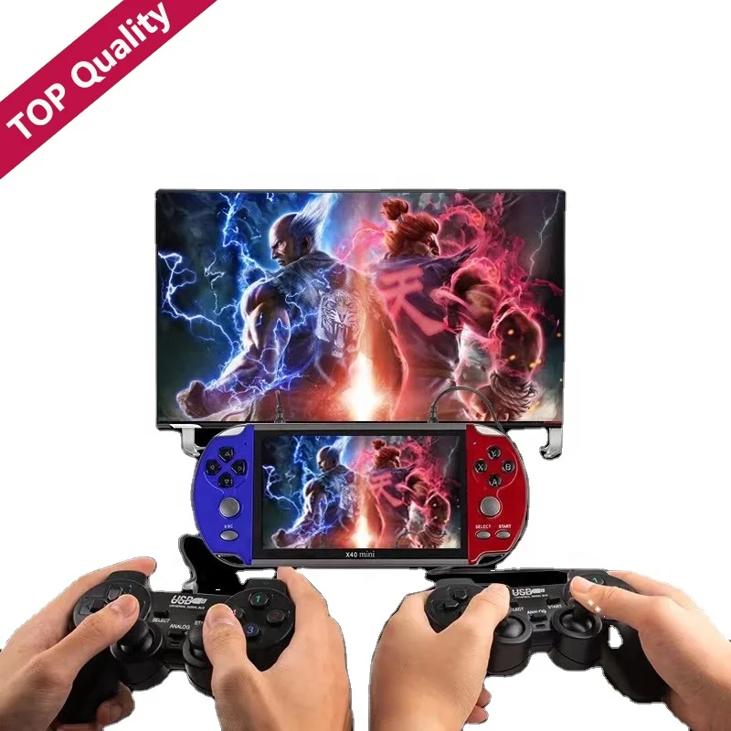 

16G Portable Retro Video X40 mini Game Console X12 Plus X7 X6 Handheld Gaming Joystick G5 Game TV Out box machine Player, Blue red