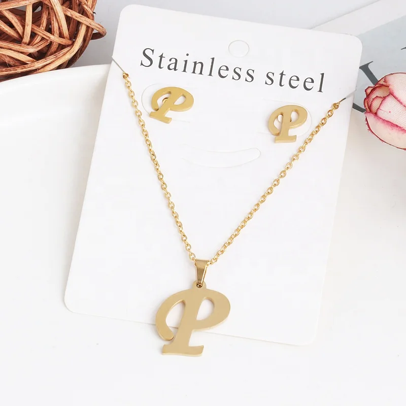 

Fashion 26 Letter Necklaces Jewelry Gold Color Choker Initial Pendant Women Alphabet Chains Stainless Steel Necklace, Picture shows