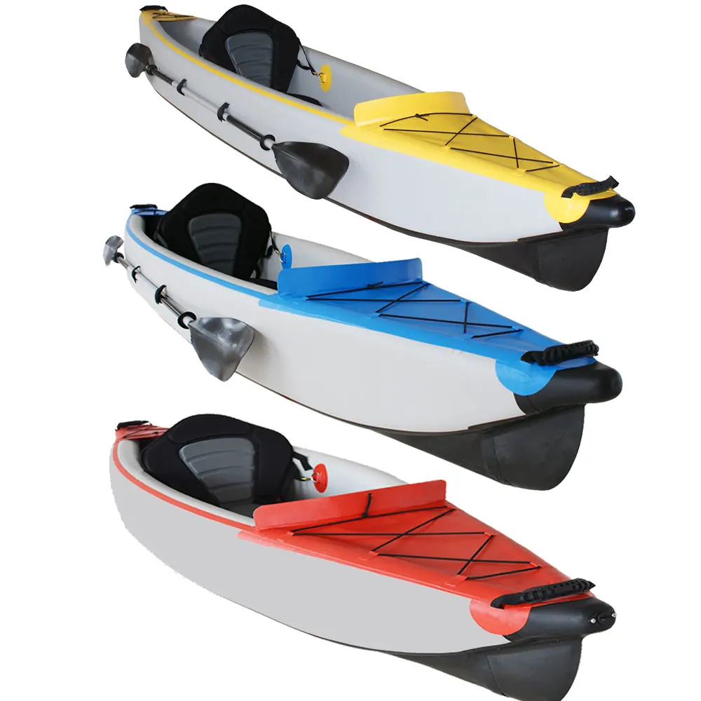 

QIBU Stock Inflatable Drop Stitch Foot Drive Pedal Fishing Kayak, Red, green, yellow, blue ,customize