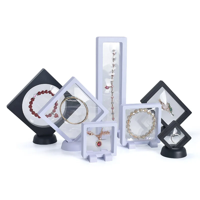 

Fashion Popular Display Box Packaging Case for Necklace Bracelet Black White Acrylic Transparent Plastic Display Jewelry Box, White/black