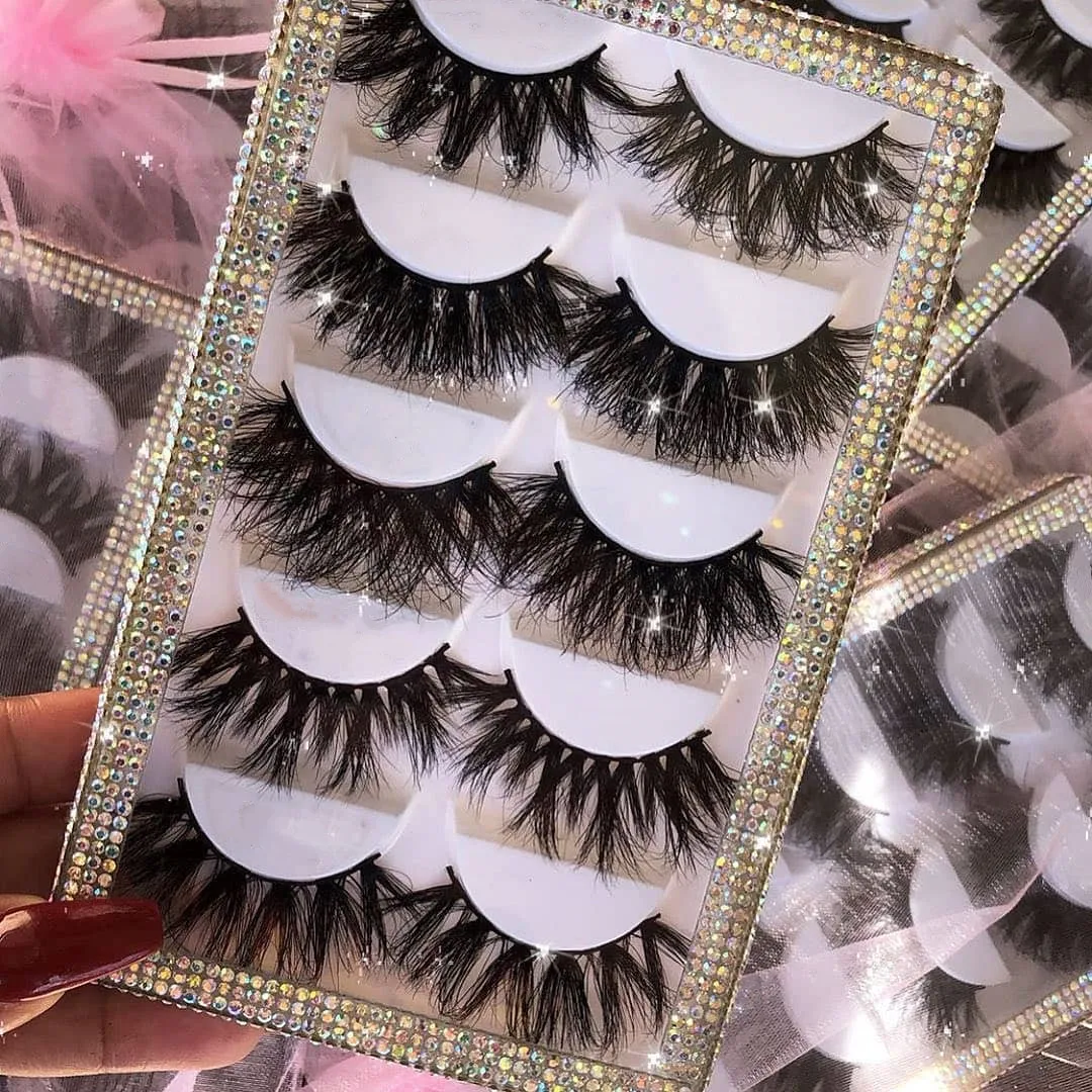 

Gold Silver Packaging Wholesale Faux Mink lashes 3D silk fiber eyelashes 5 Pairs Set lash book