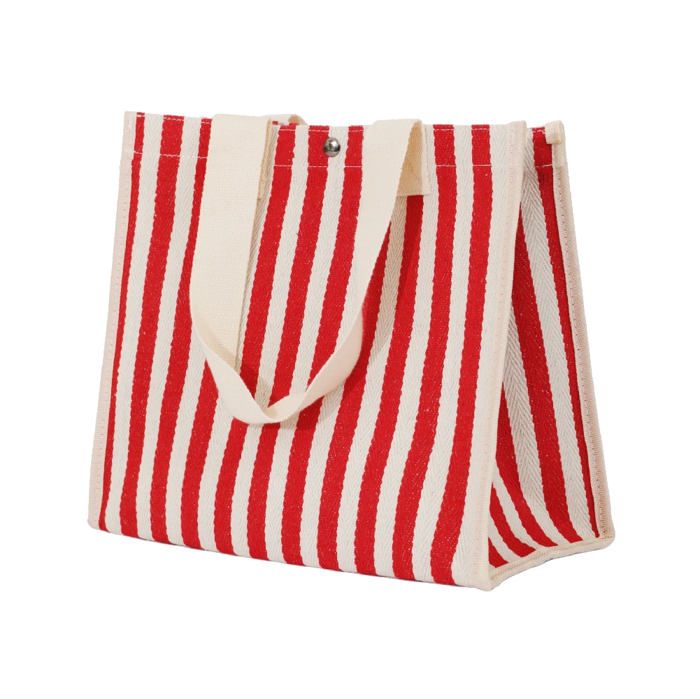 

Stripe custom fashion tote bag recycling womens tote bags portable