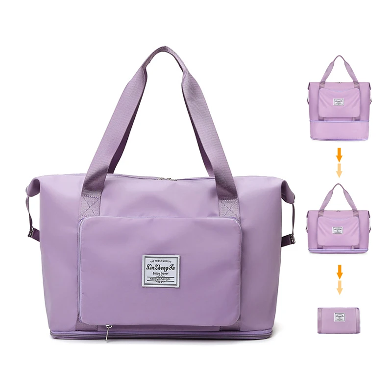 

SPB011 Wholesale Large Capacity Waterproof Duffle Handbags Women Dry Wet Separation Customize Duffel Foldable Travel Bag