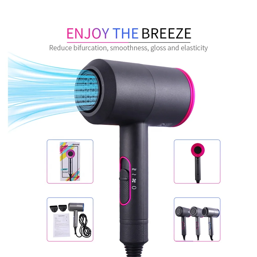 

Top Selling Professional 2 in 1 Hot Air Brush Hair Dryers Negative Ionic Hair Blow Dryer Strong Wind Hot Dryer, Iron gray