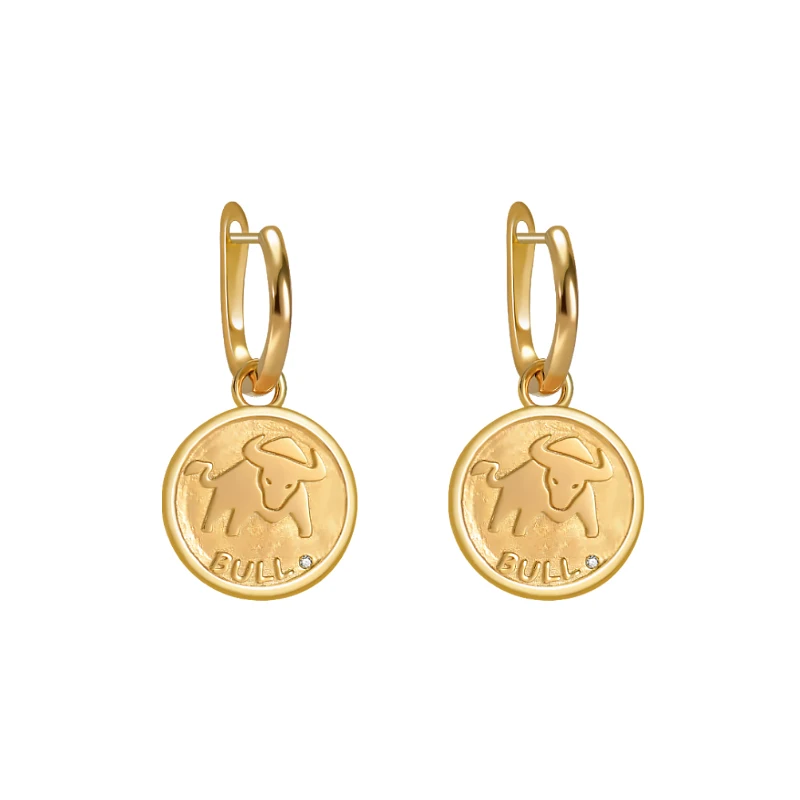 

Punk Hip Hops Jewelry Customized Bull Huggie Earrings Charm Dangle Clip On Earrings for Women Fashion, Picture shows