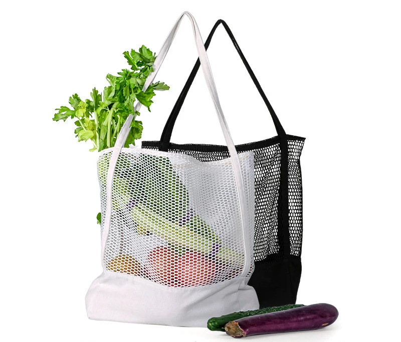 

Ob058 Hot Sell 2021 Canvas Customized Nylon Large Capacity Mesh Tote Bags Shopping Bags For Market