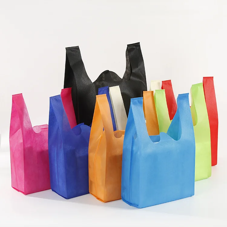 

Wholesale color portable vest bag mall shopping blank non-woven tote bag, As show
