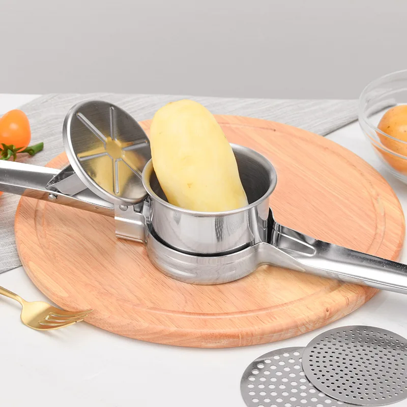 

Flypeak Kitchen Gadgets mash masher potato stainless steel potato ricer press with 3 interchangeable discs masher potato, Customized color