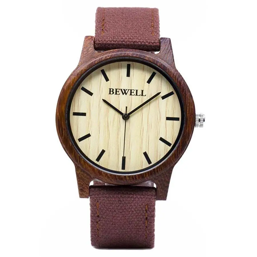 

Men and Women Canvas Strap Watch BEWELL Luxury Brand Waterproof Clock Male Gift For Father Son Boyfriend Wooden Watches 134A