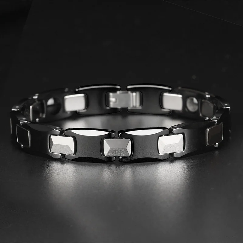 

black ceramic anchor chain bracelet banance tungsten bracelet for men
