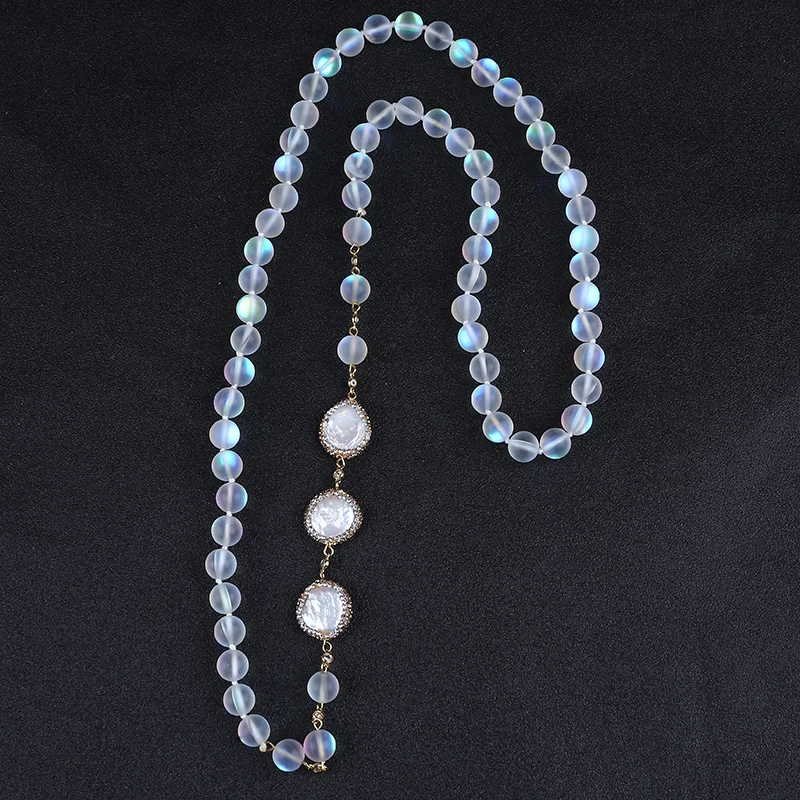 

New design moonstone bead necklace, White color