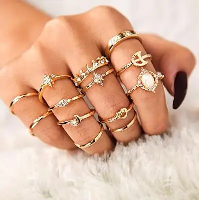 

Ring Set High End Gold Bohemian Ring Knuckle Ring for Women