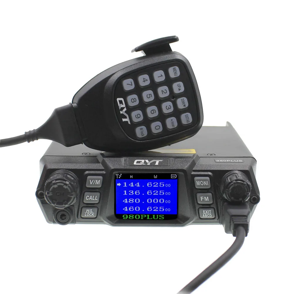 

QYT PTT Mobile Transceiver KT-980 Plus with programming cable VHF 136-174mhz UHF 400-480mhz 75W Dual Band Base Car radio