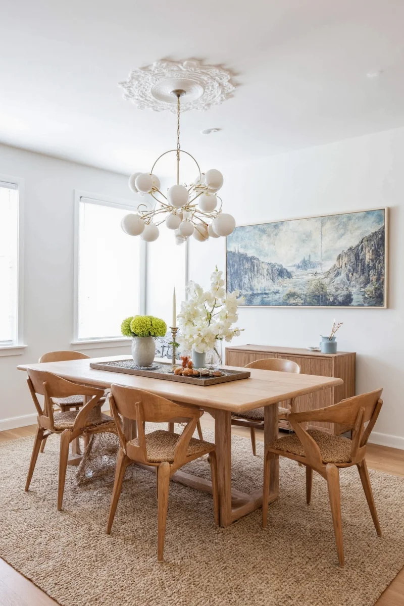 Family-friendly dining nook with books and pillows