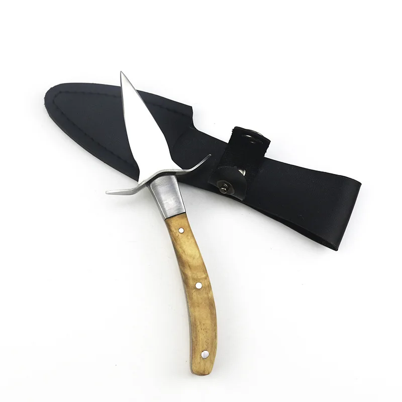 

Premium Quality Wood Handle With 5 levels Protection Oyster Knife Stainless Steel Blade With Gloves