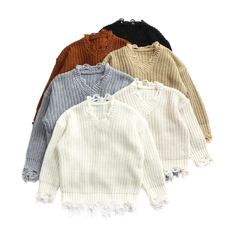 

2021 high quality knitted sweater baby toddler kids children knit sweater boy kids clothing pullover tassel sweaters