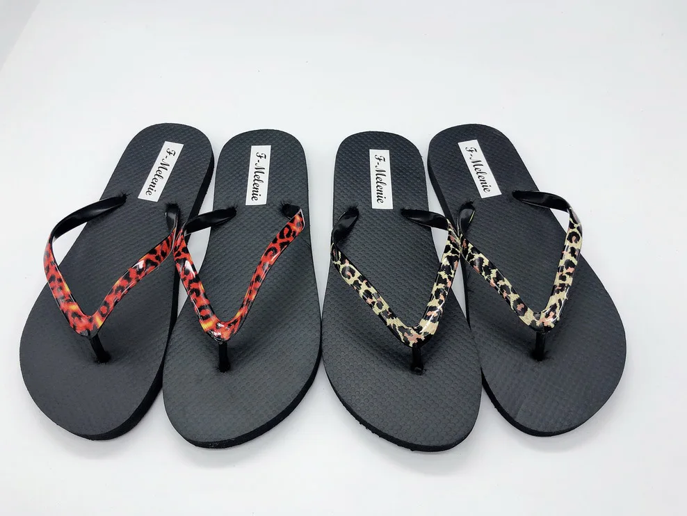 2024hot Sell Summer Film Leopard Upper Slipper for Lady Women Rubber Beach Flip Flops for Outdoor