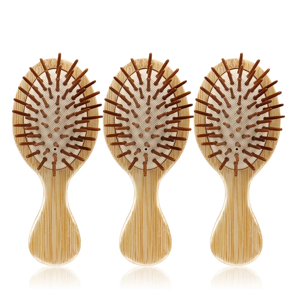 

Eco-friendly bamboo massage hair brush airbag mini brush portable detangling hair brush, Natural color