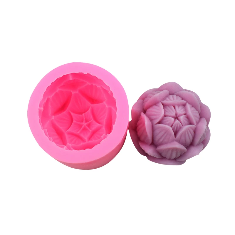 

B-3050 DIY Rose Aromatherapy Plaster Concrete Silicone Mold Lotus Flower Silicone Candle Mold Handmade Soap Mold, Pink