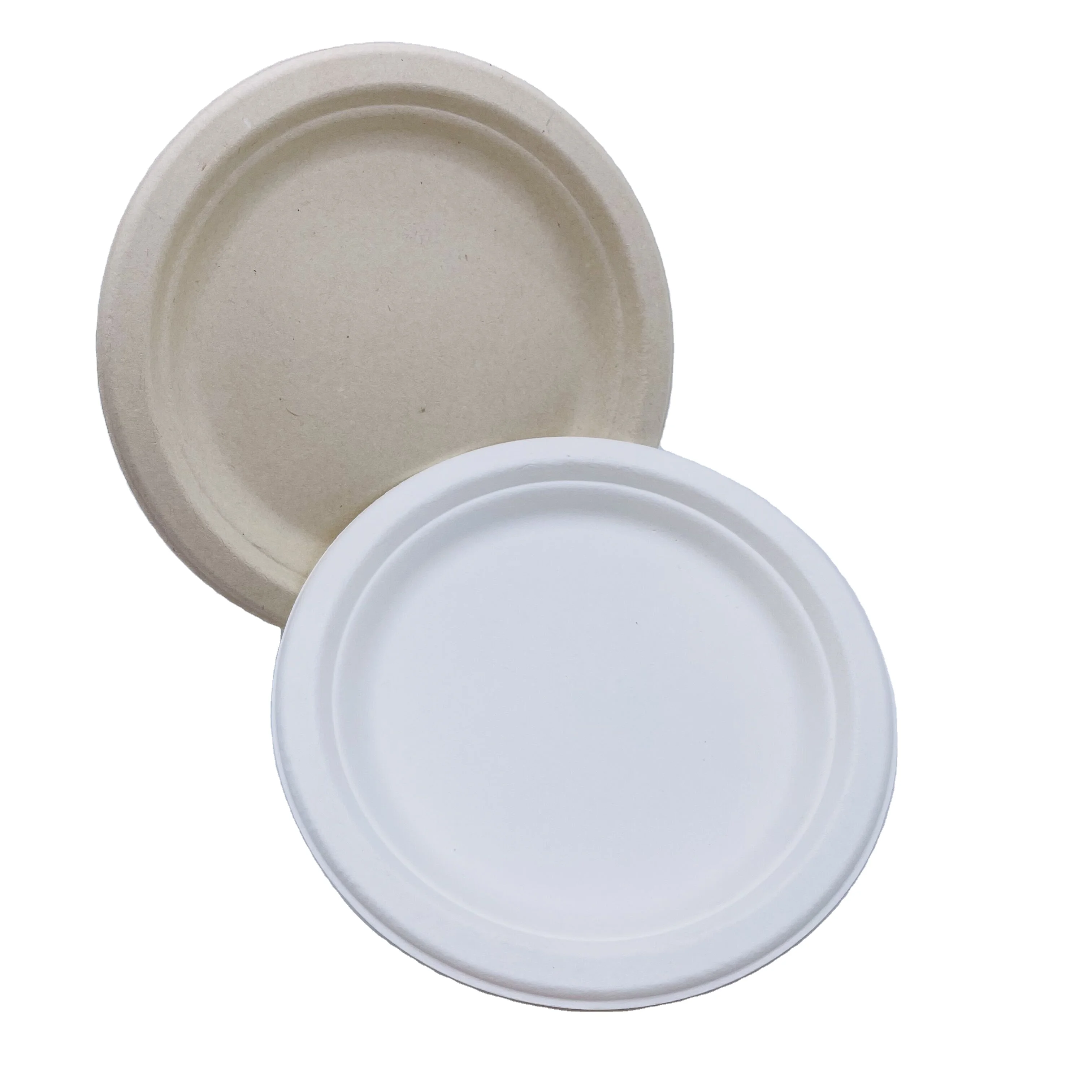 

Disposable Direct to Factory Bagasse Sugarcane Round White Plate Compostable Tableware, Natural, white