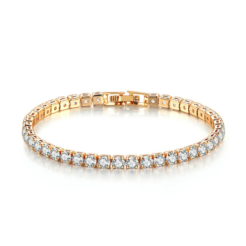 

Wholesale 18K White Gold Copper Chain Cubic Zirconia Women Diamond Tennis Bracelet, Picture shows