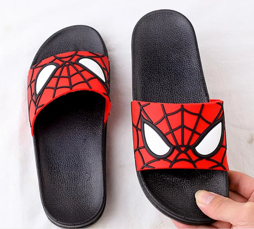 

2020 fashion high quality comfortable pvc boys slides cartoon spiderman sandal flat indoor slippers summer open toe beach