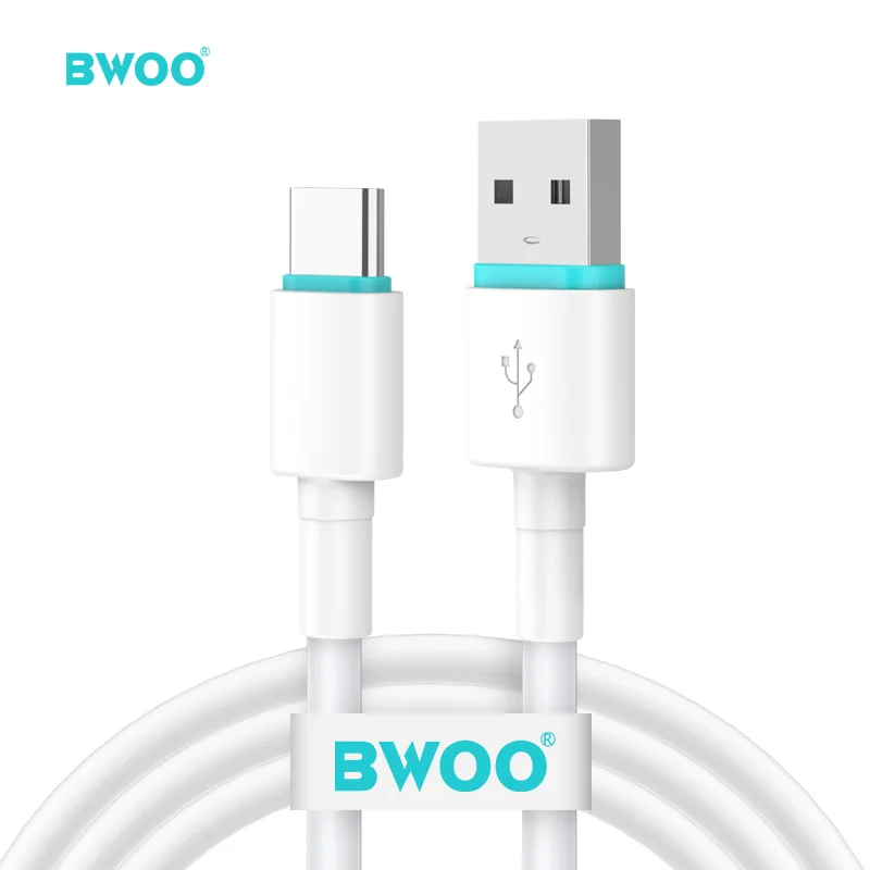 

BWOO new arrived android usb type c cable 1m tpe material 3a fast charging smartphone usb c cable, White