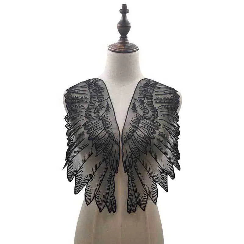 

Garment ornament organza wings diy lace applique pair multi colors, As pictured