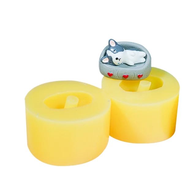

Cute dog silicone straw topper mold keychain mold, Yellow