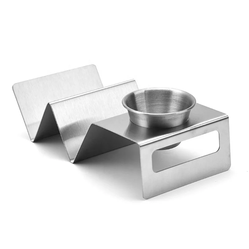 

3 Grids Stainless Steel Taco Shell Holder Taco Stand Plate Protector Bracket Tray Food Holder Mexican Pancake Rack Stand Holds, Silver