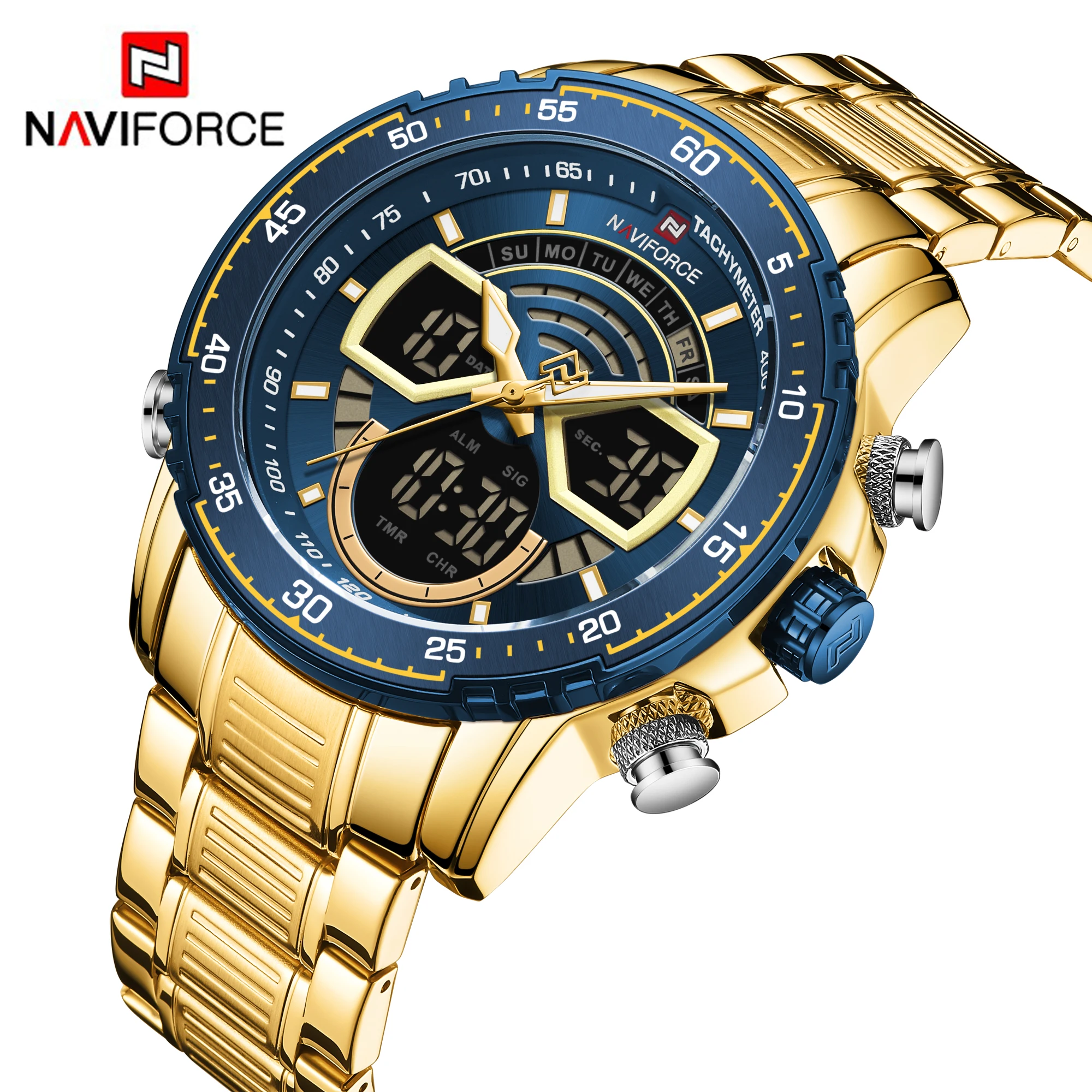 

Naviforce 9189 Functional Men Analog Digital Watches Waterproof Alarm Luxury Chronograph Man Watch