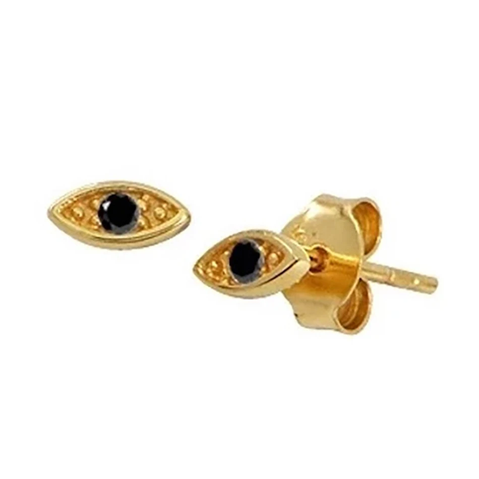 

wholesale engagement earrings 925 sterling silver fashion 14k gold plated black eye stud earrings