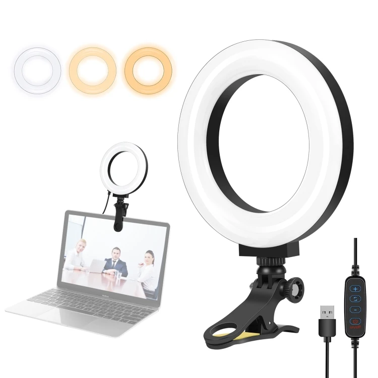 

PULUZ 4.7 inch 12cm Ring Selfie Light 3 Modes USB Dimmable Dual Color Temperature LED Curved Vlogging Photography Video Lights, Black
