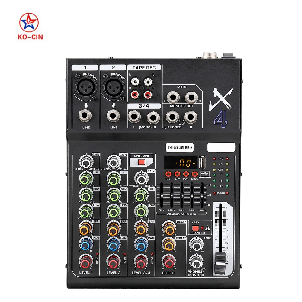 

X4 X8 New style audio mixer Portable professional music audio DJ mixer console using with wired wireless microphone, Black