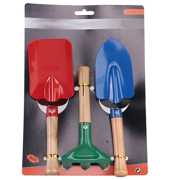 hot selling  custom mini 3 piece garden shovel rake tool for kids