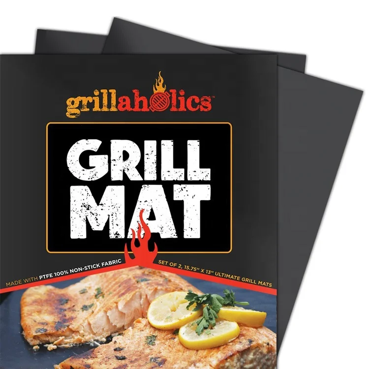 

Free shipping set of 5 non stick grillmatte bbq mat, Black