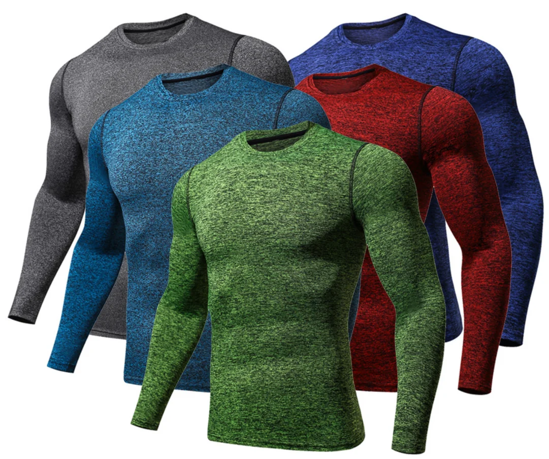 

Factory Wholesale Men's Quick Dry Fitness T Shirt Moisture Wicking Performance Long Sleeves Tights T Shirt Workout T shirt, White/black/red/blue..etc