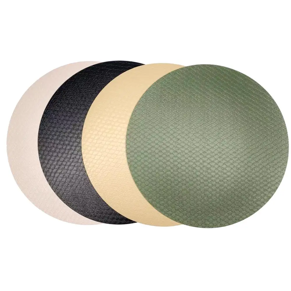 

Tabletex 30cm in diameter placemat Round leather table mat Recycled Leather Snake pattern for Dining Table