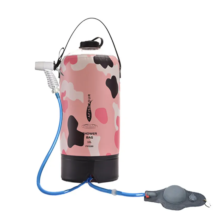 

High Quality Outdoor Camping Travel 10L PVC Waterproof Camping Shower Storage Bag With Foot Pump, Acceptable