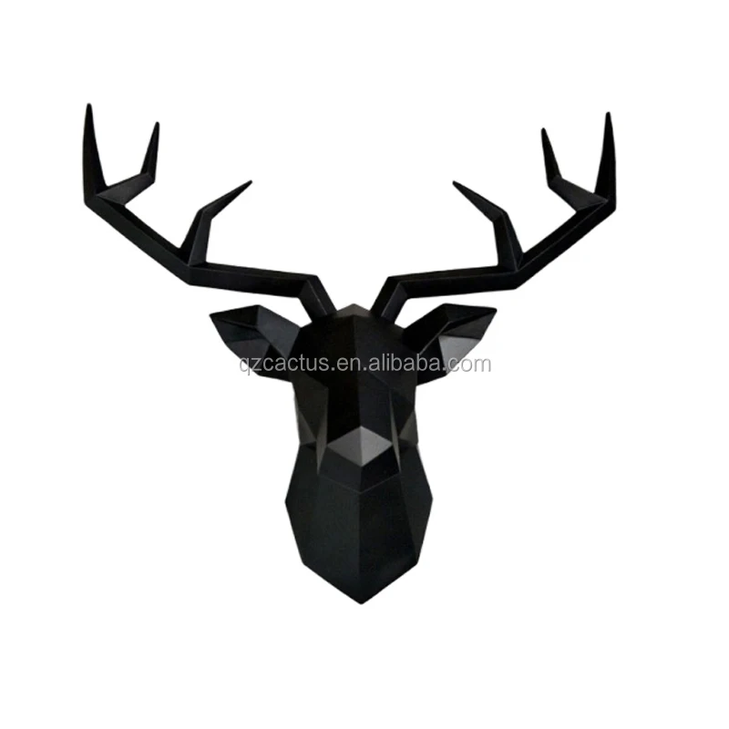 

Thinker Statue,Silence is Gold Home Deer Head Wall Mount Black Stag Head Wall Sculpture Faux geometry Resin Deer Animal Head