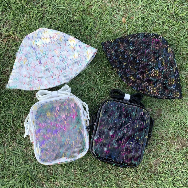 

Wholesale Summer designer luxury transparent clear ny hats and bags, 2 colors