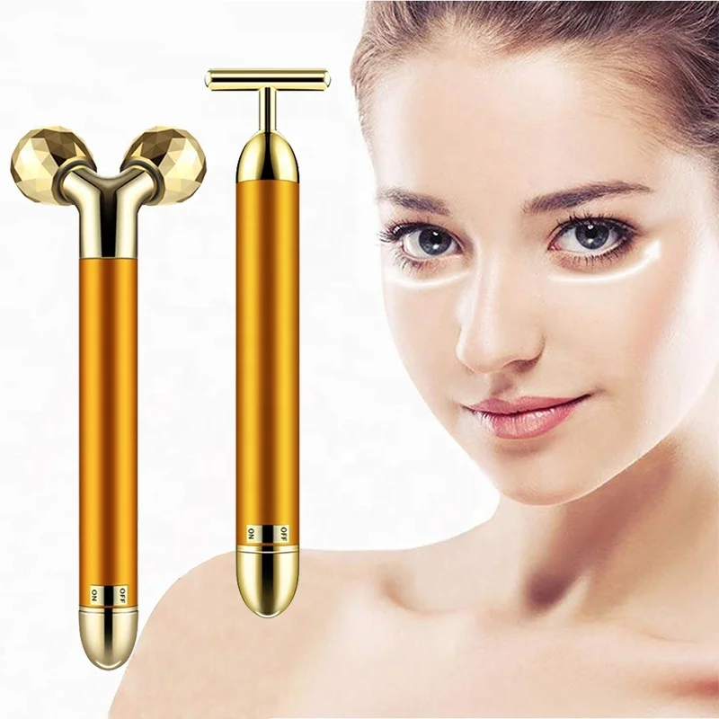 

RTS Gold Facial Massager Electric Face Lifting Skin Slimming Beauty Bar High Frequency Wand, Gold, rose gold, silver, black